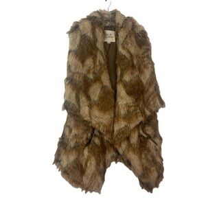 Nordstrom’s Thread & Supply Polyester Acrylic Faux Fur Ivory Tan Brown Vest